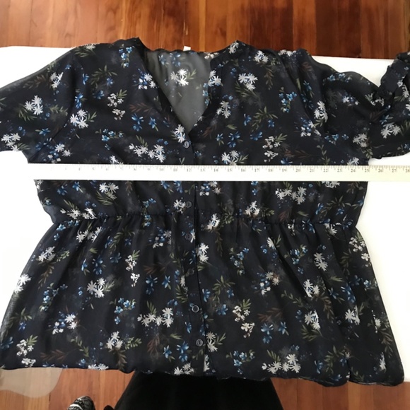 MAUVE Floral Tunic Babydoll Semi Sheer Blouse High Low Hem Women’s Plus Size 2X - Picture 14 of 16